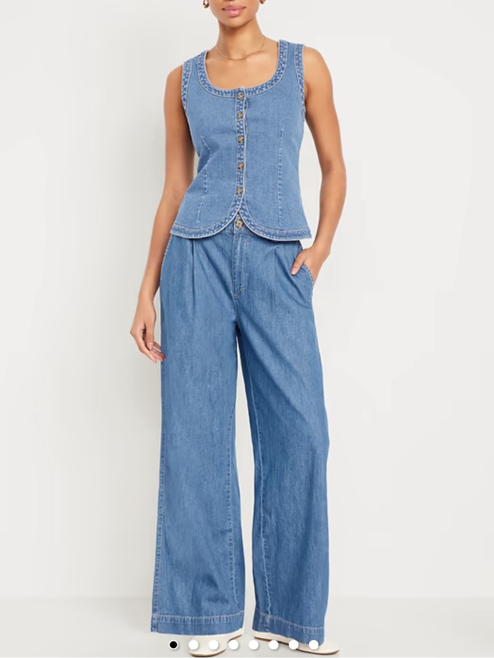 Women's Blue Denim set 2 piece waistcoat and pants size S